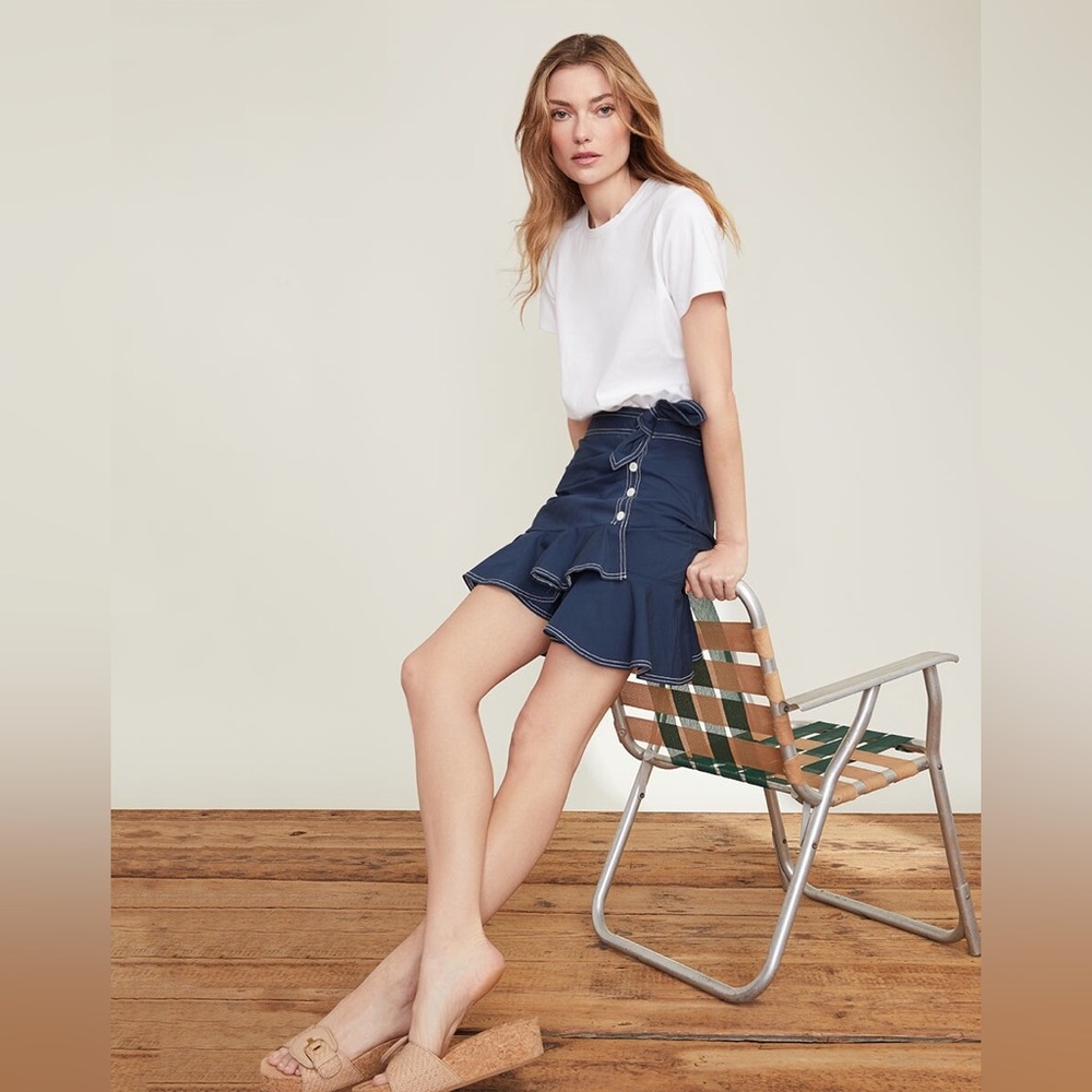 VERONICA BEARD Bari Stretch-Cotton Blue & White Minidress